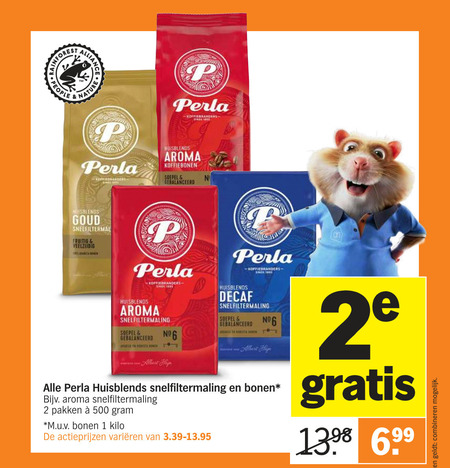 Perla   koffiebonen, koffie folder aanbieding bij  Albert Heijn - details