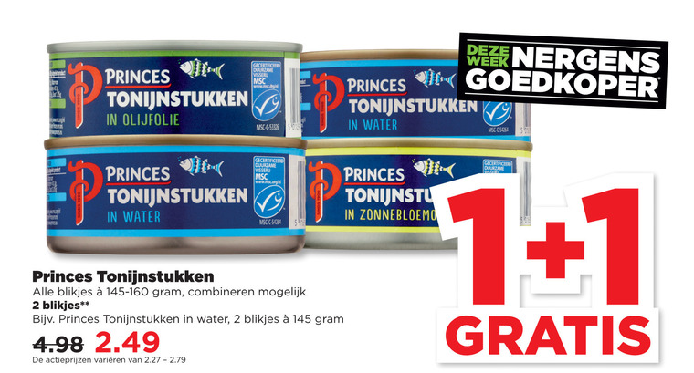 Princes   tonijn in blik folder aanbieding bij  Plus - details