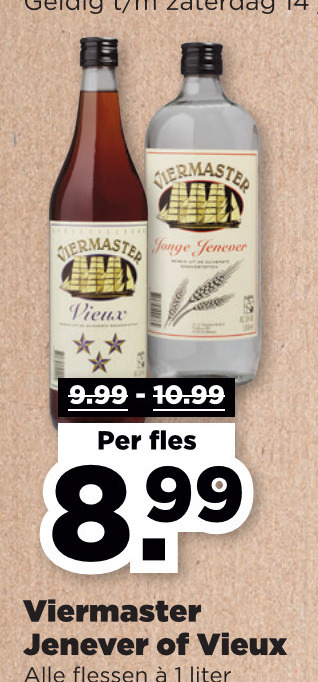 Viermaster   vieux, jenever folder aanbieding bij  Plus - details