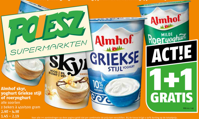 Almhof   yoghurt, vruchtenyoghurt folder aanbieding bij  Poiesz - details