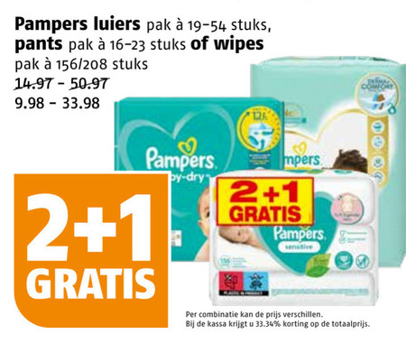 Bereid bibliothecaris beweging Pampers billendoekjes, luierbroekjes folder aanbieding bij Poiesz - details