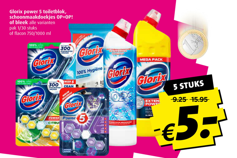 Glorix   toiletblok, bleekmiddel folder aanbieding bij  Boni - details