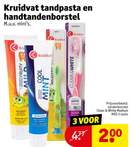 Kruidvat Huismerk   tandenborstel, tandpasta folder aanbieding bij  Kruidvat - details