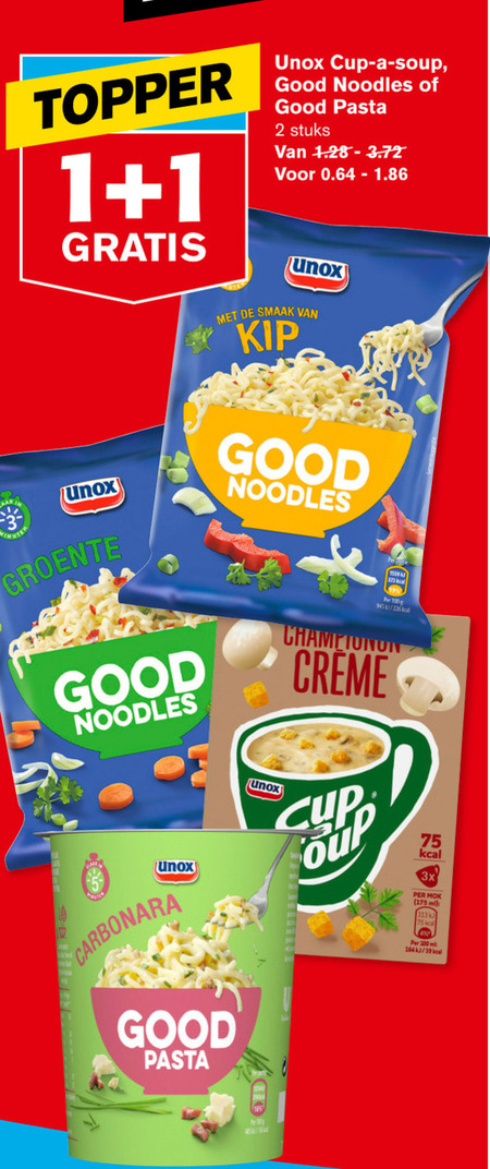 Unox   soep, noodles folder aanbieding bij  Hoogvliet - details