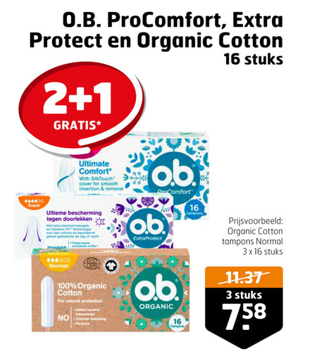 O.B.   tampons folder aanbieding bij  Trekpleister - details