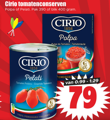 Cirio   tomatenpuree, tomatenblokjes folder aanbieding bij  Dirk - details