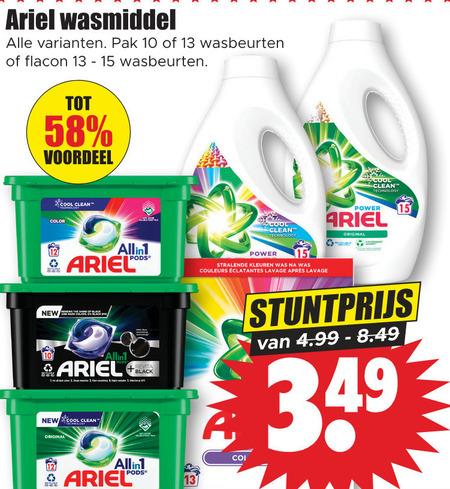 Ariel   wasmiddel folder aanbieding bij  Dirk - details