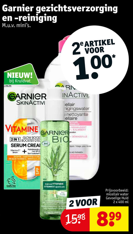 Garnier Skin Active   gezichtsverzorging, gezichtsreiniging folder aanbieding bij  Kruidvat - details