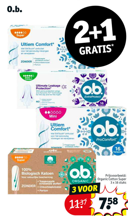 O.B.   tampons folder aanbieding bij  Kruidvat - details