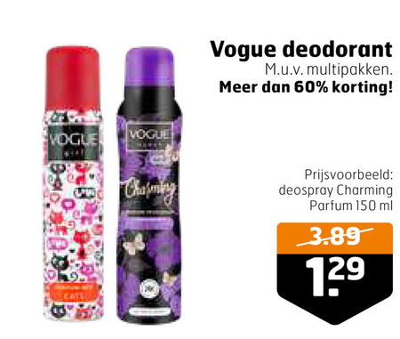 Vogue   deodorant folder aanbieding bij  Trekpleister - details