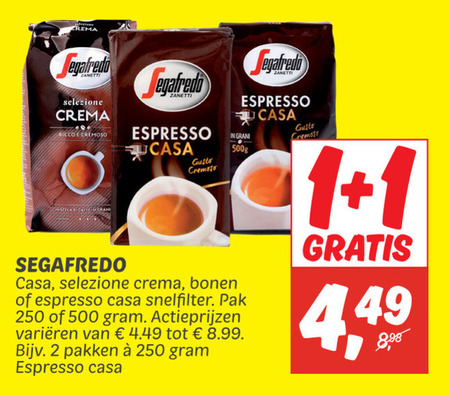 Segafredo   koffiebonen, koffie folder aanbieding bij  Dekamarkt - details