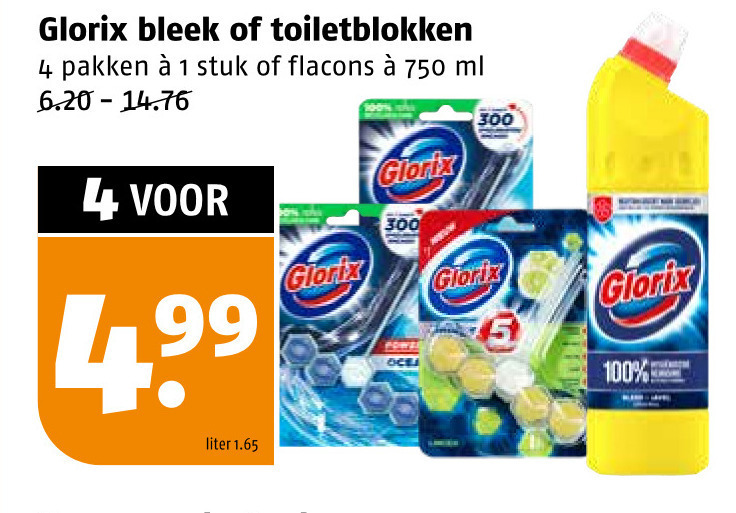 Glorix   bleekmiddel, toiletblok folder aanbieding bij  Poiesz - details