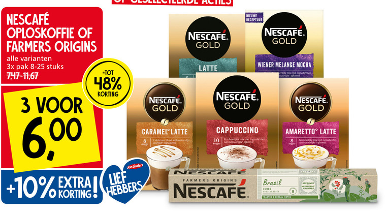 Nescafe   koffiecups, oploskoffie folder aanbieding bij  Jan Linders - details