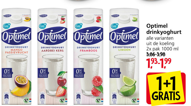 Optimel   drinkyoghurt folder aanbieding bij  Jan Linders - details