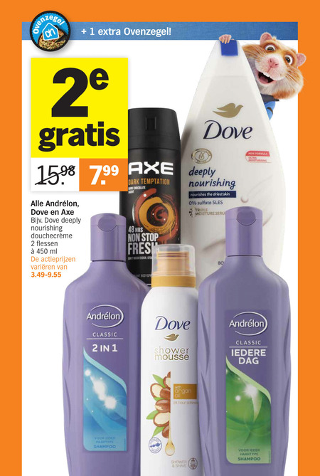 Dove   shampoo, douchegel folder aanbieding bij  Albert Heijn - details