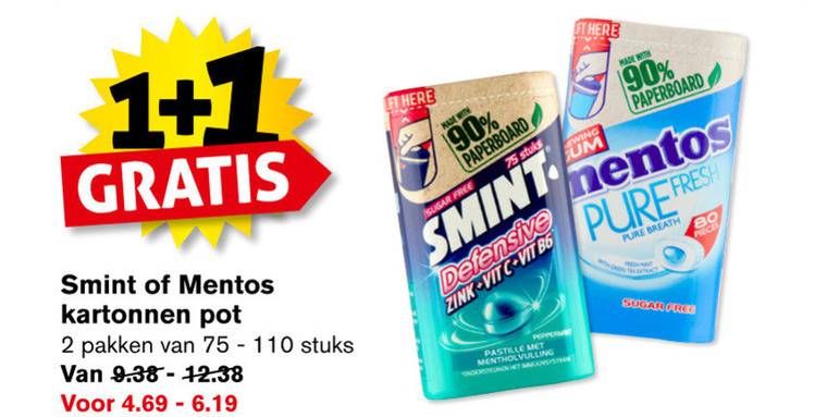 Mentos   kauwgom folder aanbieding bij  Hoogvliet - details