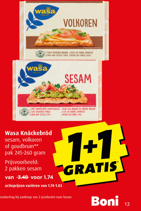 Wasa   knackebrod folder aanbieding bij  Boni - details