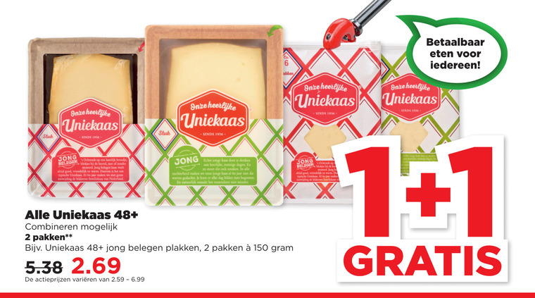 Uniekaas   kaasplakken, kaas folder aanbieding bij  Plus - details