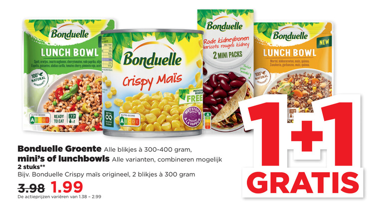 Bonduelle   groenteconserven folder aanbieding bij  Plus - details