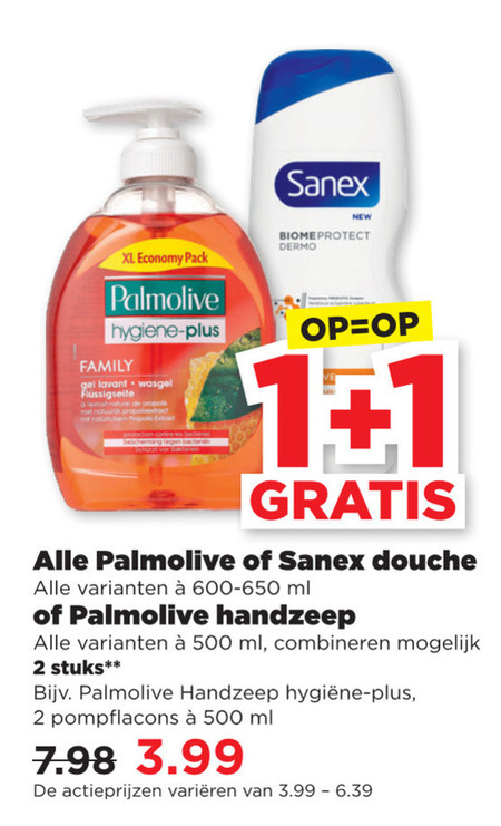 Sanex   handzeep, douchegel folder aanbieding bij  Plus - details