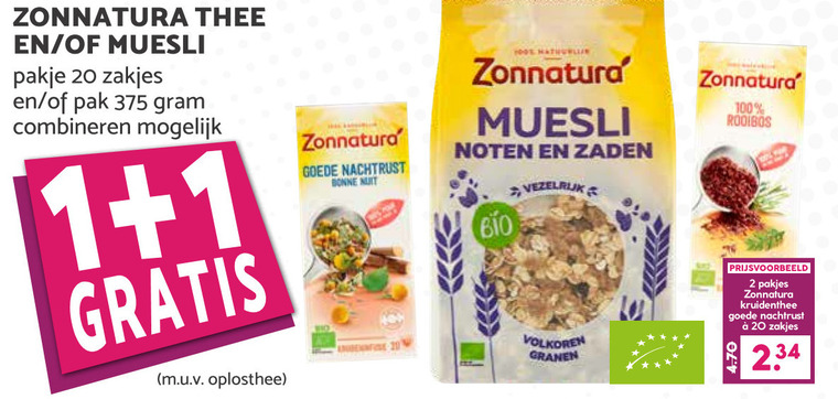 Zonnatura   muesli, thee folder aanbieding bij  Boons Markt - details