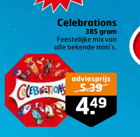 Celebrations   mini chocoladerepen folder aanbieding bij  Trekpleister - details