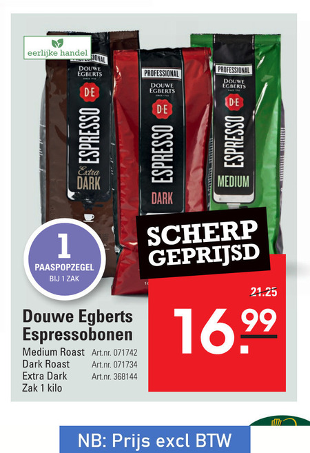 Douwe Egberts   koffiebonen folder aanbieding bij  Sligro - details