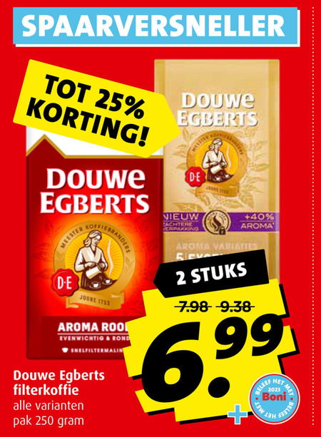 Douwe Egberts   koffie folder aanbieding bij  Boni - details