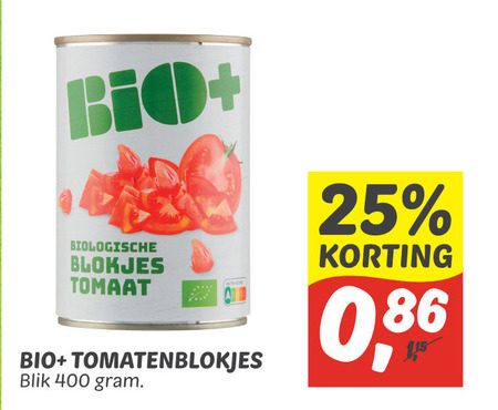 Bio Plus   tomatenblokjes folder aanbieding bij  Dekamarkt - details