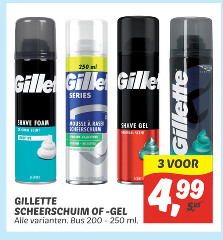 Gillette   scheerschuim, scheergel folder aanbieding bij  Dekamarkt - details