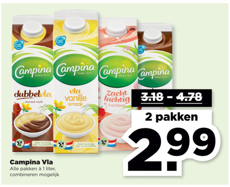 Campina   vla folder aanbieding bij  Plus - details