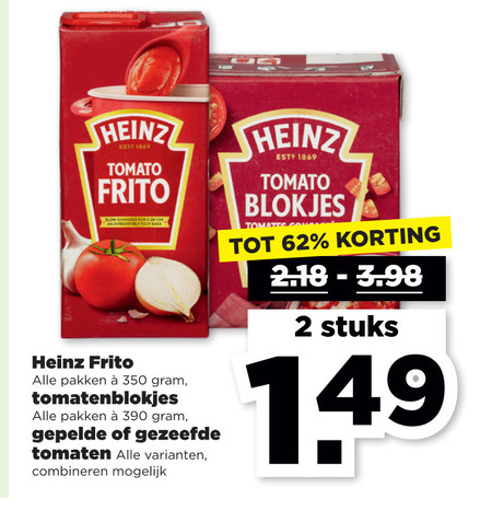 Heinz   tomatenblokjes, tomatenpuree folder aanbieding bij  Plus - details