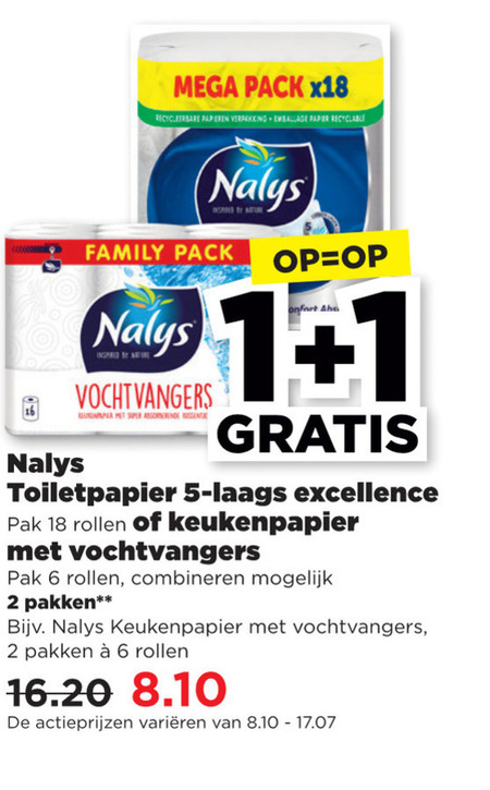 Nalys   keukenpapier, toiletpapier folder aanbieding bij  Plus - details