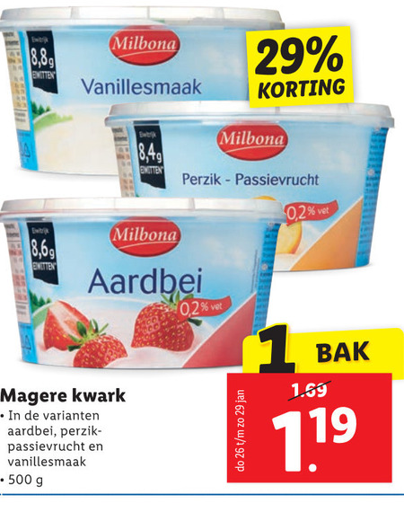 Milbona   kwark folder aanbieding bij  Lidl - details