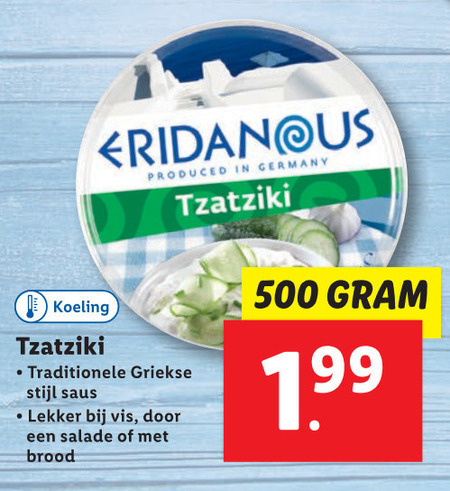 Eridanous   tzaziki folder aanbieding bij  Lidl - details