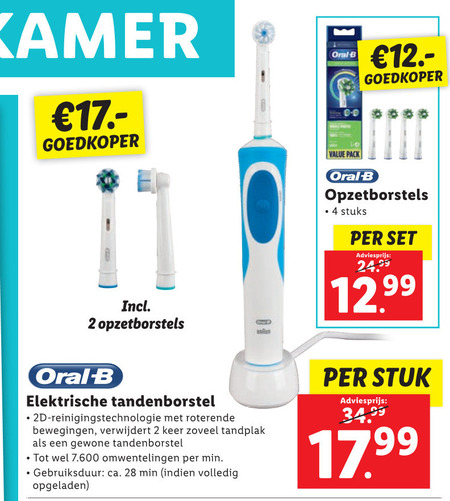 Braun Oral-B   opzetborstel, electrische tandenborstel folder aanbieding bij  Lidl - details