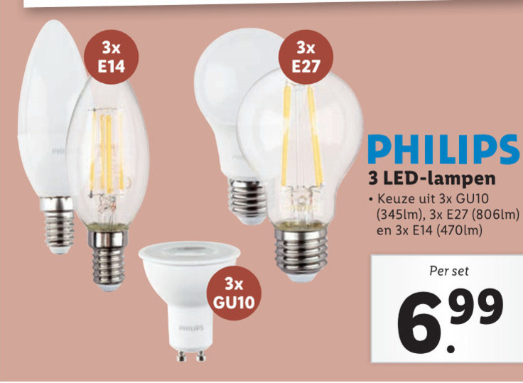 Philips led lamp folder aanbieding bij Lidl