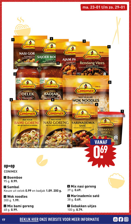 Conimex   noodles, sambal folder aanbieding bij  Aldi - details