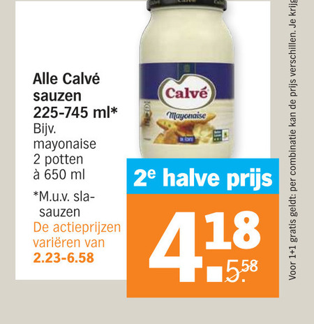 Calve   mayonaise, snacksaus folder aanbieding bij  Albert Heijn - details