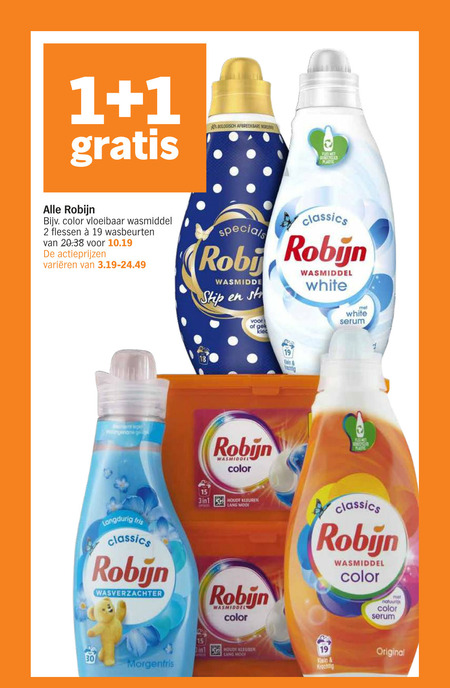 Robijn   wasmiddel, wasverzachter folder aanbieding bij  Albert Heijn - details