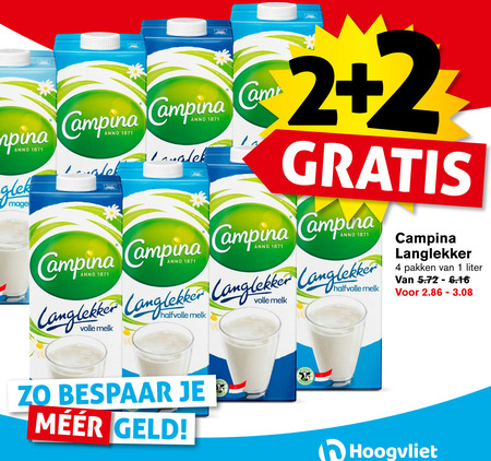 Campina   melk folder aanbieding bij  Hoogvliet - details