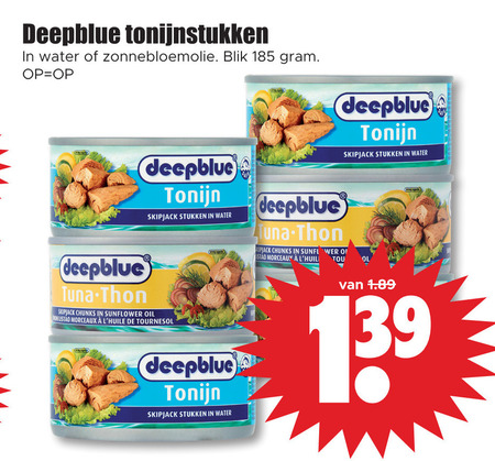 Deepblue   tonijn in blik folder aanbieding bij  Dirk - details