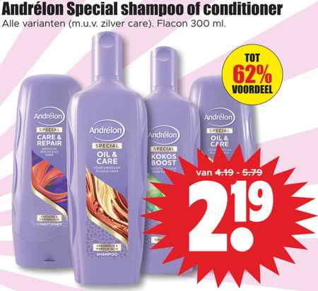 Andrelon   shampoo, conditioner folder aanbieding bij  Dirk - details