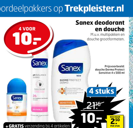 Sanex   douchegel, deodorant folder aanbieding bij  Trekpleister - details