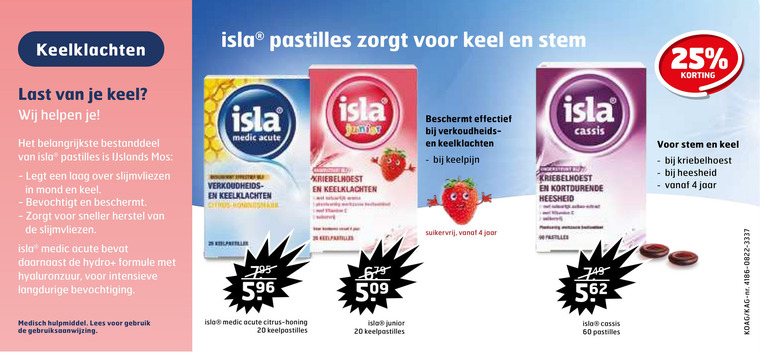 Isla   keelpastilles folder aanbieding bij  Trekpleister - details