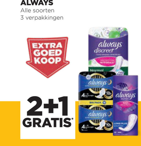 Always   maandverband, inlegkruisjes folder aanbieding bij  Jumbo - details