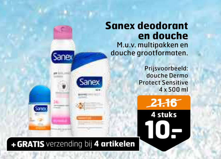 Sanex   douchegel, deodorant folder aanbieding bij  Trekpleister - details