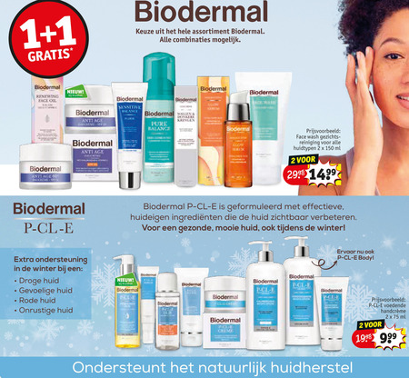 Biodermal   gezichtsverzorging, gezichtsreiniging folder aanbieding bij  Kruidvat - details