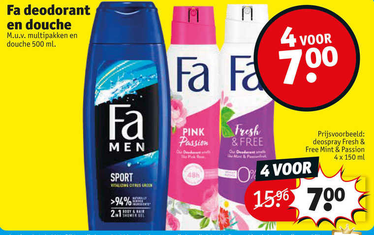 Fa   deodorant, douchegel folder aanbieding bij  Kruidvat - details