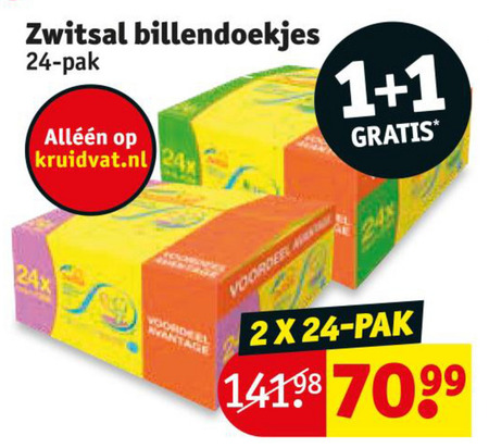 Zwitsal   billendoekjes folder aanbieding bij  Kruidvat - details